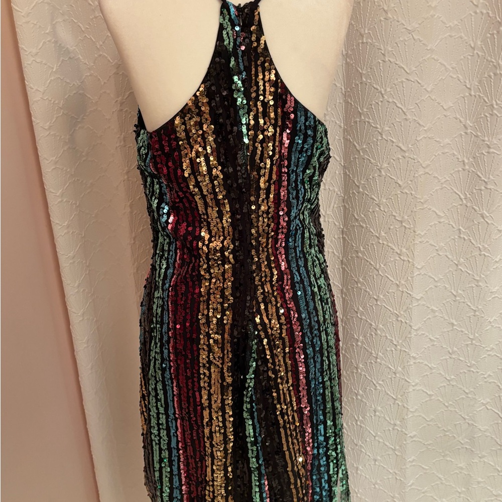 Vibrant Sequin Striped Mini Dress - Picture 3 of 4
